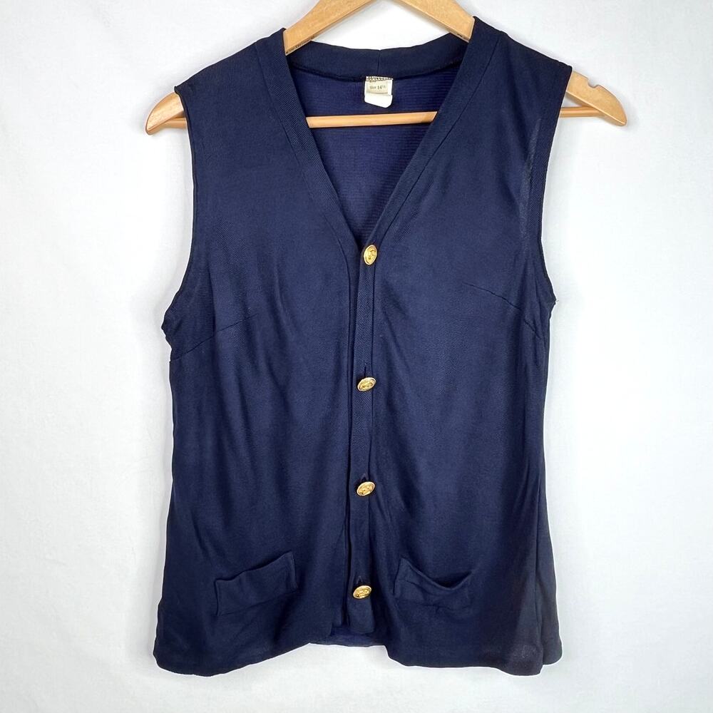 Vintage Navy Acetate Nautical Vest Small